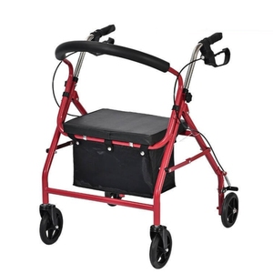 Déambulateur à cadre en acier robuste avec siège pour adultes, déambulateur à roulettes pour personnes âgées, déambulateur à roulettes avec siège, canne - Product Image 4