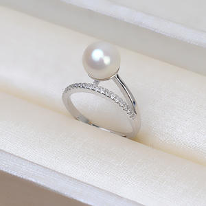 Bague ouverte en argent S925 pour femme, réglable, bijoux en perles DIY avec plateau vide, taille 17 - Product Image 4