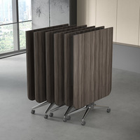 Table de conférence pliante en bois massif MEKIA avec roulettes, design moderne, bureau informatique mobile, 10 places, usage commercial, garantie 5 ans