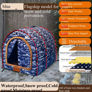 Perrera grande para mascotas al aire libre para perros, casa cálida de invierno para perros con cortina de puerta lavable extraíble para gatos, jaula para mascotas en embalaje de cartón - Product Image 6