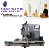 Máquina Tapadora de Sobremesa de Cuatro Ruedas con Servomotor, Control por Pantalla Táctil, Semiautomática, de Alta Precisión para Botellas de Plástico y Vidrio, Precio de Fábrica