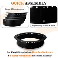 Insert de foyer sans fumée en acier Anneau de foyer pliable rond de 45 "avec évents d'aération et support de collier