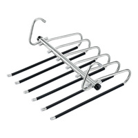 Porte-vêtements pliant en acier inoxydable, support pour pantalons/sous-vêtements, à neuf/six niveaux, clips en U, sans couture, multicouche, antidérapant, réglable