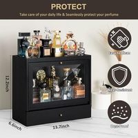 Organisateur de Cologne Rectangulaire en Bois Massif Laqué Grande Capacité pour Hommes, Design Moderne, Anti-Poussière, Support de Parfum avec Tiroir de Rangement