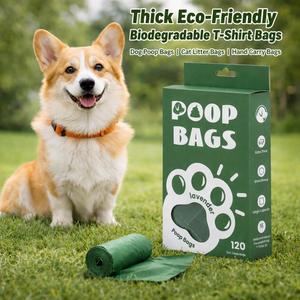Sacs à déjections canines biodégradables avec poignée, écologiques, étanches et épais pour l'élimination des déchets d'animaux - Product Image 1