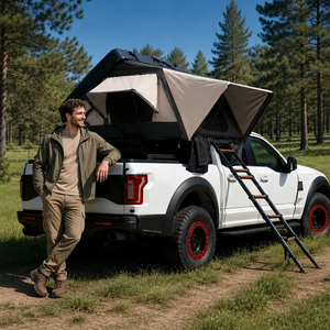 Carpa de techo XINQI para las cuatro estaciones, de aluminio con estructura de nido de abeja, ABS rígido, para 2-3 personas, tela Oxford 420D, para camping en coche, apertura rápida automática. - Product Image 5