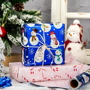 Blue Christmas Wrapping Paper Snowman Design 17 Inch X 33 Feet Reversible Gift <b>Wrap</b> Craft Paper Recyclable - Product Image 5