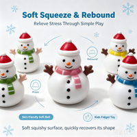 Jouet Squishy Bonhomme de Neige de Noël, Jouet Sensoriel Anti-Stress à Presser, Cadeau pour Enfants de 5 à 7 Ans, Boîte Cadeau de Noël, Faveur de Fête de Noël