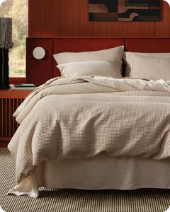 100% Cotton <strong>Waffle</strong> Weave Khaki <strong>Duvet</strong> <strong>Cover</strong> Queen Size, GentleSoft and Breathable Tan Bedding Set for All Season, 3 Pieces - Product Image 1