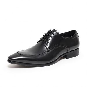 2024 Autumn New Style British Style Pointed-Toe Men's Leather Shoes with Glossy Laces Waterproof Rubber Outsole for Formal Wear - Product Image 6