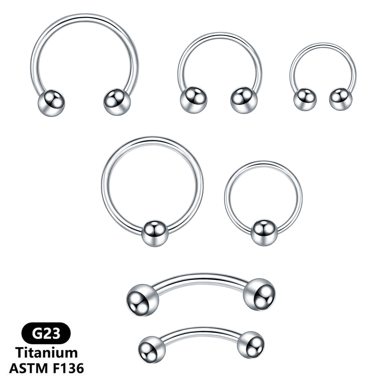 G23 Titanium Circular Horseshoe Ring Barbell for Septum Nose Lip Eyebrow  Piercing Hypoallergenic Externally Threaded Jewelry