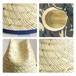 Chapeau de paille naturel personnalisé avec logo pour hommes et femmes, chapeau de soleil à large bord pour la pêche, le surf, la plage, l'été, style sauveteur - Product Image 4