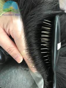 100% pu ultra sottile base per la pelle parrucchino per le donne topper dritto marrone scuro #2 topper per capelli umani europei parte libera base in pu - Product Image 2