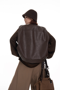 Design Round Neck <strong>Sleeveless</strong> Vest Leather Jacket <strong>Women</strong> Autumn Winter Korean Style High-end Loose <strong>Cardigan</strong> Top - Product Image 6