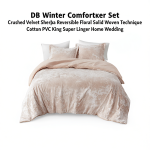 Ensemble de couette d'hiver Db en velours froissé, sherpa réversible, motif floral uni, coton tissé, taille King, pour la maison - Product Image 1