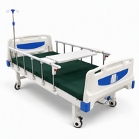 Lit d'hôpital manuel à manivelle unique avec bande de tête de lit en ABS, capacité 170 kg, 4 prises pour poteaux IV, plateau de table pour matelas 7 mm
