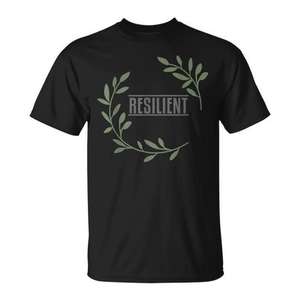 T-shirt Resilient Olive Branch noir à col rond, vêtements unisexes - Product Image 1