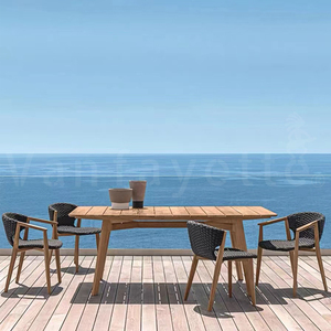 Modern <strong>Grey</strong> Rope <strong>Bistro</strong> <strong>Set</strong> 6-Seater Outdoor Dining Furniture Durable Patio Table and Chairs for Hotels and Villas - Product Image 2