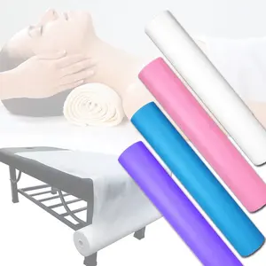 White Blue Pink Disposable Non-woven Bed Sheet Roll Waterproof Spa Bed Cover Massage Table Paper Roll For Spa And Exam Tables