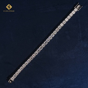 ZUANFA JEWELRY Moissanite Asscher Cut 5.5*5.5MM Tennis <b>Bracelet</b> 925 Silver Rhodium Plated Unisex Luxury <b>Bracelets</b> - Product Image 6