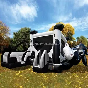 2024 new design inflatable bouncer with slide farm theme cow bounce house combo outdoor fun jumping castle Moonwalk for sale