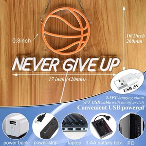 Never Give Up Basketball Letreros Neon LED dimmable USB powered ambient <b>light</b> store <b>window</b> decoration <b>light</b> indicator <b>light</b> 5V - Product Image 3