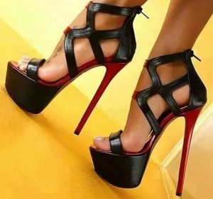2023 Spring/Summer New Hollow Out <b>Round</b> Head Thin Super High <b>Heels</b> Women's Sexy Nightclub Shoes - Product Image 1