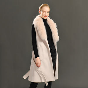 <span class=keywords><strong>Gilet</strong></span> en cachemire pour femmes, vente en gros, haute qualité, luxe, grand col en vraie fourrure de renard, élégant Long <span class=keywords><strong>gilet</strong></span> en <span class=keywords><strong>laine</strong></span> de cachemire - Product Image 4
