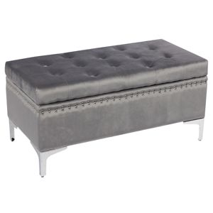 Bailey Storage gambe Ottoman velluto <span class=keywords><strong>panca</strong></span> rettangolare <span class=keywords><strong>con</strong></span> coperchio salvaspazio soggiorno mobili per coperte, scarpe <span class=keywords><strong>con</strong></span> 4 in acciaio inox - Product Image 5