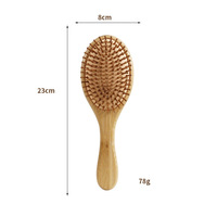 Brosse à coussin en bambou pour cheveux bouclés et épais, picots en bois naturel, antistatique, démêlante, lissante, peigne, outil de coiffage
