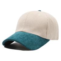 Gorra de béisbol transfronteriza de primavera para hombre y mujer, diseño de bloques de color, de pana, con visera de 6 paneles, sombrero informal para exteriores, venta al por mayor