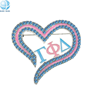 Nuevo diseño Gamma Phi Delta 1943 alfileres de joyería bebé rosa azul con incrustaciones de mariposa esmalte GPD insignia de aleación de Metal broche de hermandad griega - Product Image 5