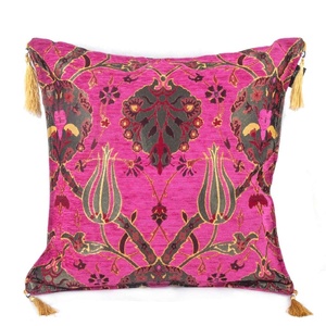 Traditional Pink Turkish <b>Cushion</b> <b>Cover</b> With Tulip Design From Turkey - Product Image 1