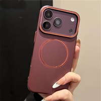 Coque de téléphone magnétique antichoc en métal mat avec support d'objectif coloré pour iPhone 18 Pro Max 17 16 15 14 Pro 13 Pro Max, fine et rigide