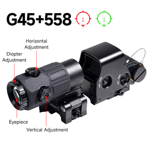 5D ยุค558โฮโลแกรม collimator สีแดงจุดสายตาขอบเขต G33/G43 G45 5X แว่นขยายยุทธวิธีการล่าสัตว์อลูมิเนียมอัลลอยด์ <span class=keywords><strong>QD</strong></span> - Product Image 3