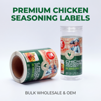 Étiquettes personnalisées autocollantes, durables et imperméables pour l'emballage de produits, idéales pour les bouteilles et pots de poudre d'assaisonnement de poulet