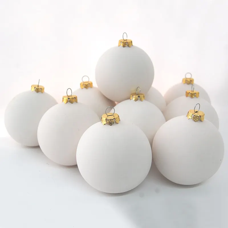 factory direct custom Plain white balls baubles ceramic Christmas tree home decor hanging ball crafts