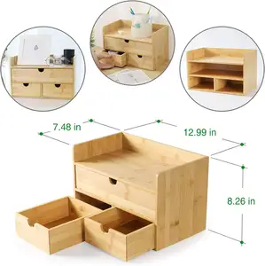Scrivania da ufficio organizer di bambù grande per la vanità tavolo in casa scrivania Set Organizer formato personalizzato naturale