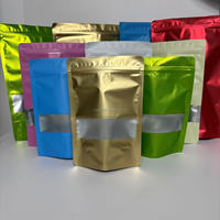 Pochette debout en aluminium coloré avec fenêtre pour la nourriture avec fermeture à glissière noir blanc rouge vert bleu Doypack Mylar sac