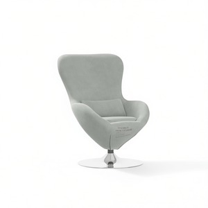 Poltrona a Uovo Girevole in Velluto Grigio Chiaro, Sedia da Soggiorno dal Design Moderno Mid-Century con Base in Metallo, Arredamento per la Casa - Product Image 1