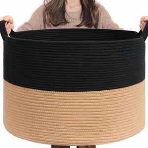 Large Cotton Rope Blanket Basket 22" X 22" X 14" Woven Rope Bin for Storage Kids Dog Toy Storage <b>Box</b> Organizer Bins - Product Image 1