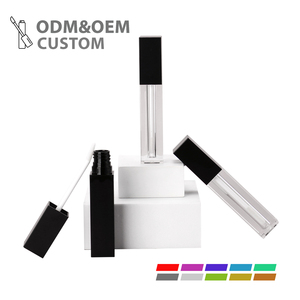 Tubes de gloss à lèvres en PETG avec logo personnalisé, estampage à chaud, 4 ml, conteneur cosmétique rectangulaire, <span class=keywords><strong>bouchon</strong></span> à vis, violet brun - Product Image 1
