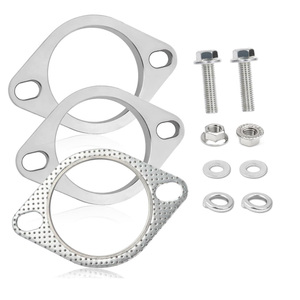 Kit de réparation de bride d'échappement en acier inoxydable de <span class=keywords><strong>2</strong></span>,25 po, bride de tuyau d'échappement antirouille à <span class=keywords><strong>2</strong></span> boulons avec boulons et joint, système d'échappement durable - Product Image 1
