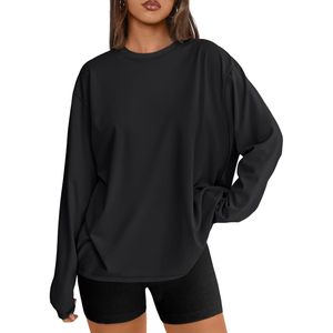 Womens Oversized Long Sleeve T Shirt Jersey Fabric Regular Length Casual Workout Top Basic <b>Tee</b> Y2K Style - Product Image 1