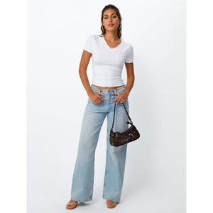 2025 verano personalizado básico cuello en V camiseta para mujer XXS Slim Fit Crop Y2K camiseta transpirable lindo gimnasio ropa de moda - Product Image 4