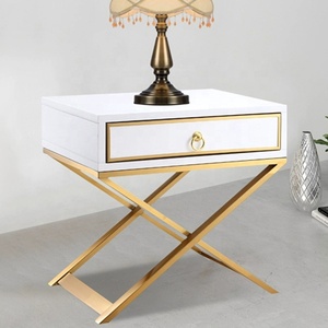 Tables <span class=keywords><strong>de</strong></span> <span class=keywords><strong>chevet</strong></span> modernes, couleur <span class=keywords><strong>noir</strong></span> et blanc, base en <span class=keywords><strong>acier</strong></span> inoxydable, tables <span class=keywords><strong>de</strong></span> nuit pour chambre à coucher - Product Image 1