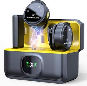 Microphone cravate sans fil PIX-LINK <span class=keywords><strong>J6</strong></span> avec clip magnétique et écran d'affichage, réduction du bruit, avec étui de charge, vente en gros - Product Image 1