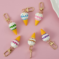 Porte-clés en plastique imitation crème glacée, pendentif créatif, style dessin animé, réplique alimentaire, emballage en vrac, petit cadeau, crème glacée