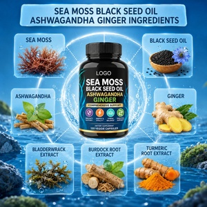 Capsules en gros sous marque privée d'Ashwagandha, Gingembre, Shilajit, Mousse de mer biologique, Huile de Nigelle, Sureau 7000mg pour le soutien immunitaire - Product Image 2