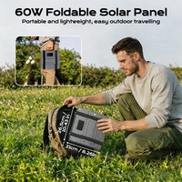 Panneau solaire pliable portable 60W, format sac à dos compact, étanche, chargeur solaire monocristallin, alimentation solaire d'urgence pour l'extérieur